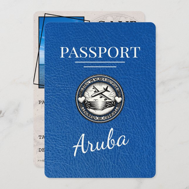Royal Blue Aruba Passport Spara datum Spara Datumet (Fram/baksida)