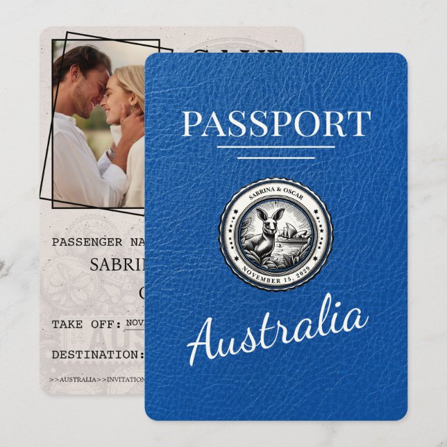 Royal Blue Australia Passport Spara datum Datumet (Fram/baksida)