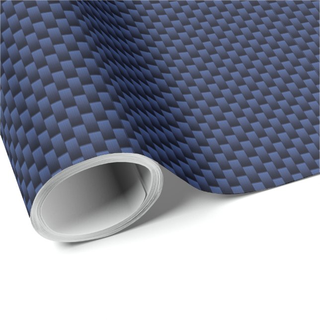 Royal Blue Automotive Carbon Fiber Weave Stil Presentpapper (Rullad Hörn)