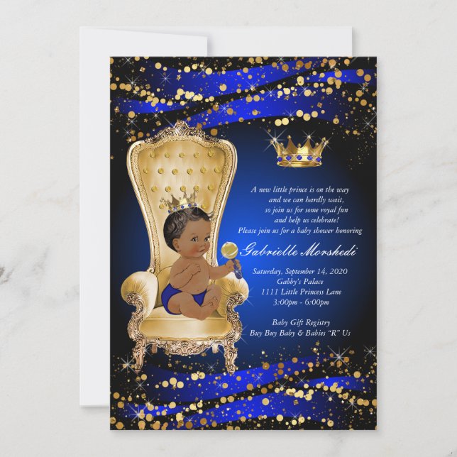 Royal Blue Baby Shower, Babyduschinbjudan Inbjudningar (Framsida)