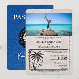 Royal Blue Bahamas Passport Bröllop Inbjudningar