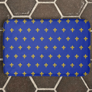 Royal Blue Bath Mat med guld Fleur de Lis Badrumsmatta
