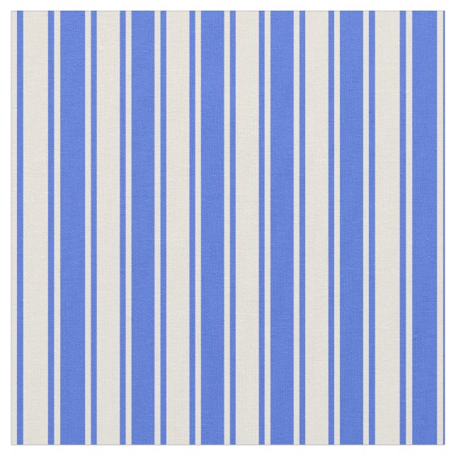 Royal Blue & Beige Lining Mönster Tyg (Närbild)