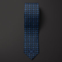 Royal Blue & Black Arabesque Monogram