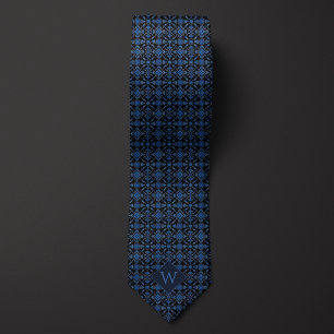Royal Blue & Black Arabesque Monogram Slips