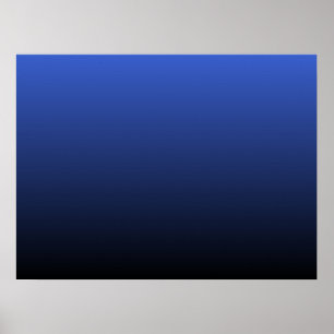 Royal Blue Black Ombre Poster