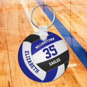 Royal Blue Black personlig Team namn volleyball Nyckelring