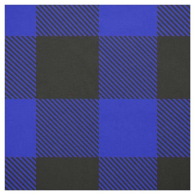 Royal Blue Black XXL Buffalo check Tartan Tyg (Provkarta)