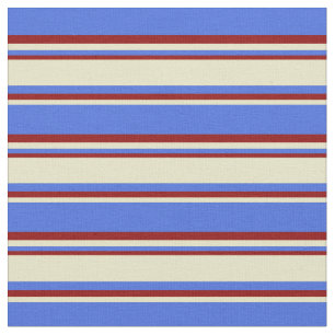 Royal Blue, Blek Goldenrod och Mörk Red Rand Tyg