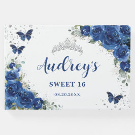 Royal Blue Blommigt Butterflies 15:e 16:e födelsed Gästböcker