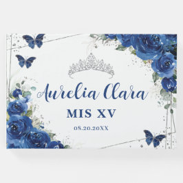 Royal Blue Blommigt Butterflies QUINCEAÑERA Mis XV Gästböcker