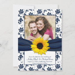 Royal Blue Blommigt Damask Solros Spara datum Datumet