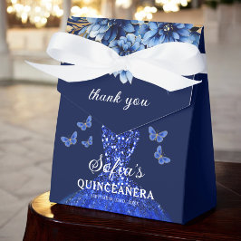 Royal Blue Blommigt Quinceañera Butterflies Presentaskar