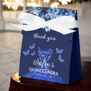 Royal Blue Blommigt Quinceañera Butterflies Presentaskar