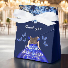 Royal Blue Blommigt Quinceañera Butterflies Presentaskar