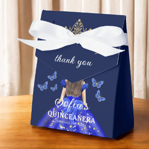 Royal Blue Blommigt Quinceañera Butterflies Presentaskar