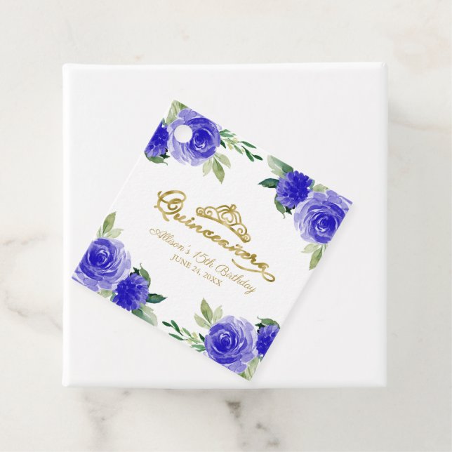 Royal Blue Blommigt Quinceanera Gåvor Etiketter (På plats)