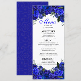 Royal Blue Blommigt Quinceanera Menu Inbjudningar