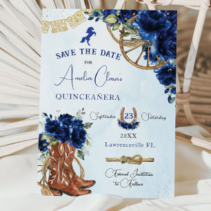 Royal Blue Blommigt Vilda western Charro Quinceañe Spara Datumet