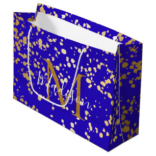 Royal Blue Blond Guld Glitter Personalize Gift Bag