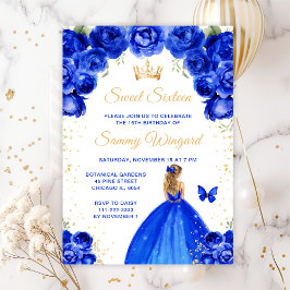 Royal Blue Blonde Hair Princess Sweet sixteen Inbjudningar