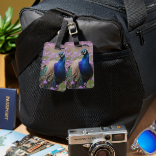 Royal Blue: Blue Peacock in Lavender Fält, Bagagebricka