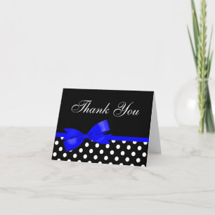 Royal Blue Bow Black Polka dots Tack Kort