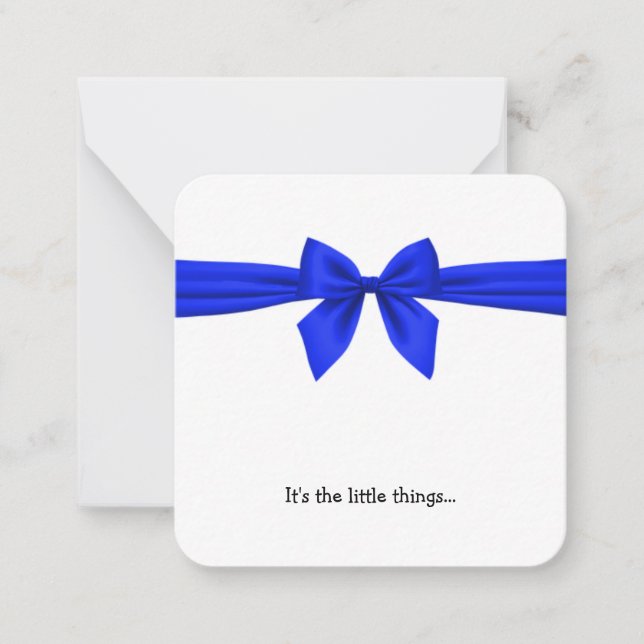 Royal Blue Bow Mini Tackkort Card Anteckningskort (Framsida)