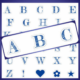 Royal Blue Brev Monogram Alphabet Stickers Klistermärken