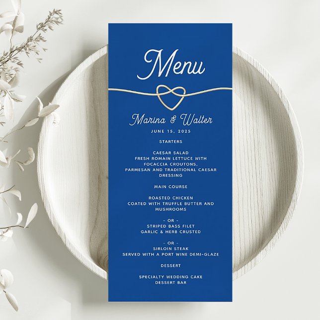 Royal Blue Bröllop Menu Meny (Skapare uppladdad)