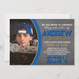 Royal Blue & Bronze Chalkboard Grad-meddelande Inbjudningar