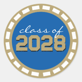 Royal Blue & Bronze Filmremsa Studenten Runt Klistermärke