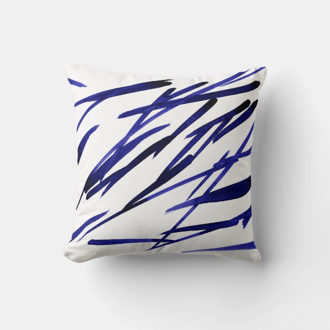 royal Blue Brushstrokes Kudde (Framsida)