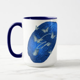 Royal Blue Butterflies Initialer Brev E Monogram Mugg
