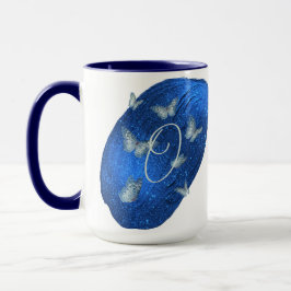 Royal Blue Butterflies Initialer Brev O Monogram Mugg