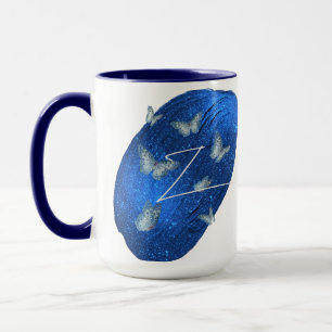 Royal Blue Butterflies Initialer Brev Z Monogram Mugg