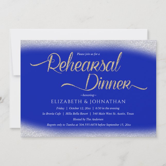 Royal Blue Calligraphy Minimal Rehearsal Dinner I Inbjudningar (Framsida)