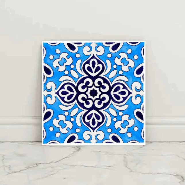 Royal Blue Ceramic Classic Geometric Mosaic  Kakelplatta (Skapare uppladdad)
