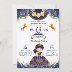Royal blue Charra Quinceañ era inbjudan söt 16