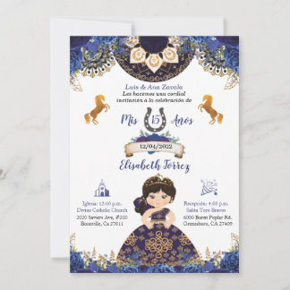 Royal blue Charra Quinceañ era inbjudan söt 16