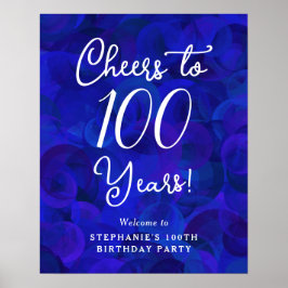 Royal Blue Cheers till 100 år 100 födelsedag Poster