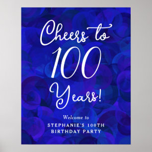 Royal Blue Cheers till 100 år 100 födelsedag Poster