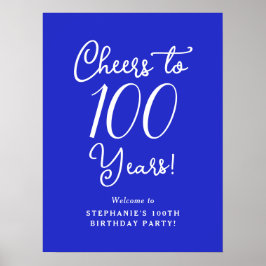 Royal Blue Cheers till 100 års födelsedag Välkomna Poster