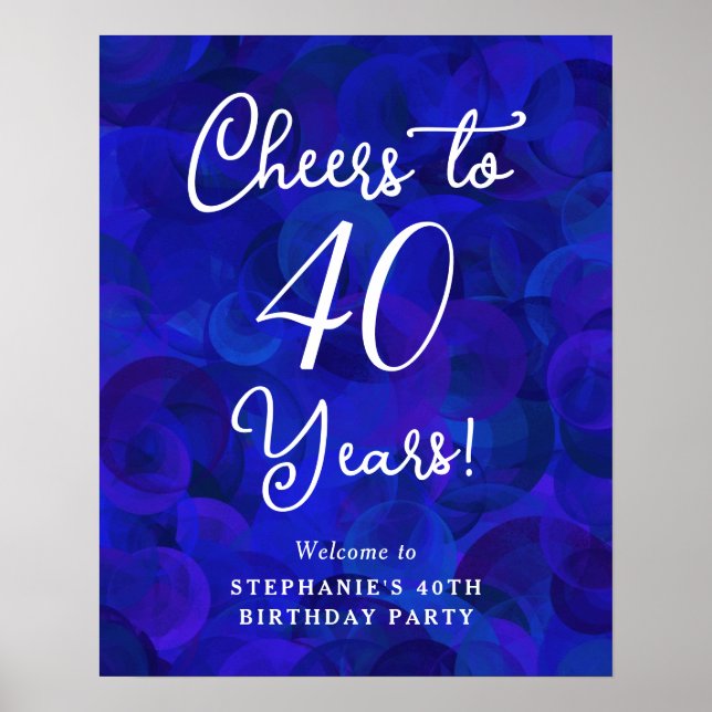 Royal Blue Cheers till 40 år 40 födelsedagar Poster (Framsidan)
