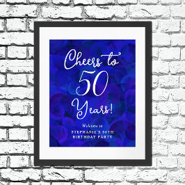 Royal Blue Cheers till 50 år 50 födelsedagar Poster