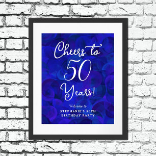 Royal Blue Cheers till 50 år 50 födelsedagar Poster
