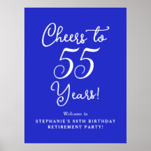 Royal Blue Cheers till 55 år Pension Party