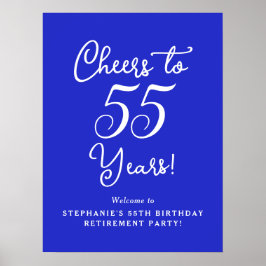 Royal Blue Cheers till 55 år Pension Party Poster