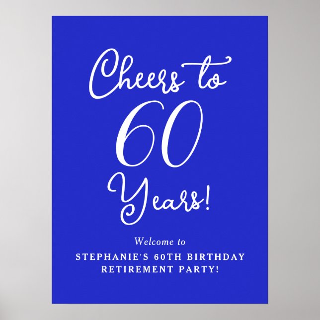 Royal Blue Cheers till 60 års Pension Välkommen Poster (Framsidan)