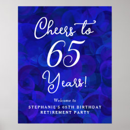 Royal Blue Cheers till 65 år Birthday Pension Poster